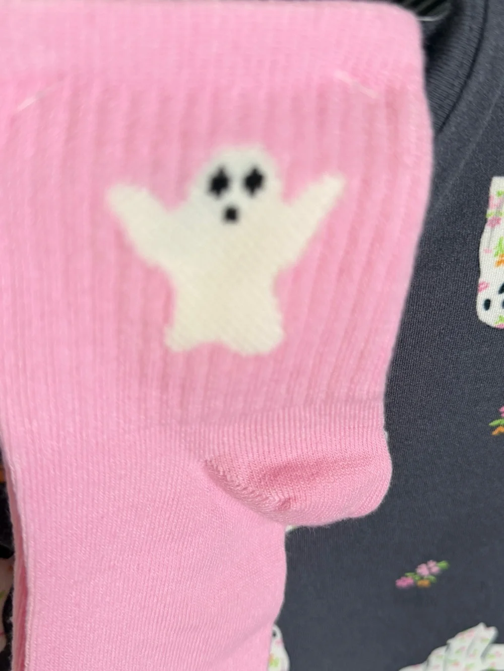 Ghost Print Dark Gray Night gown shirt with Pink Ghost Socks